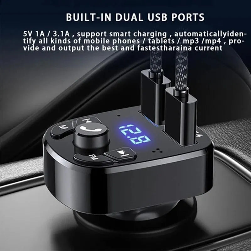 Car Mp3 Player Dual Usb Fast Charger Fm Bluetooth Receiver Bluetooth